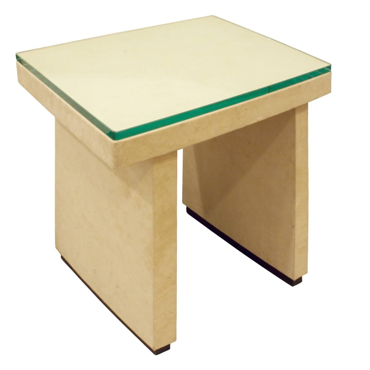 Mid-Century Modern T-Style Occasional Table in Ultrasuede, 1970s