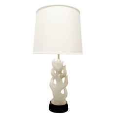 Hand-Carved Alabaster Table Lamp, 1940s