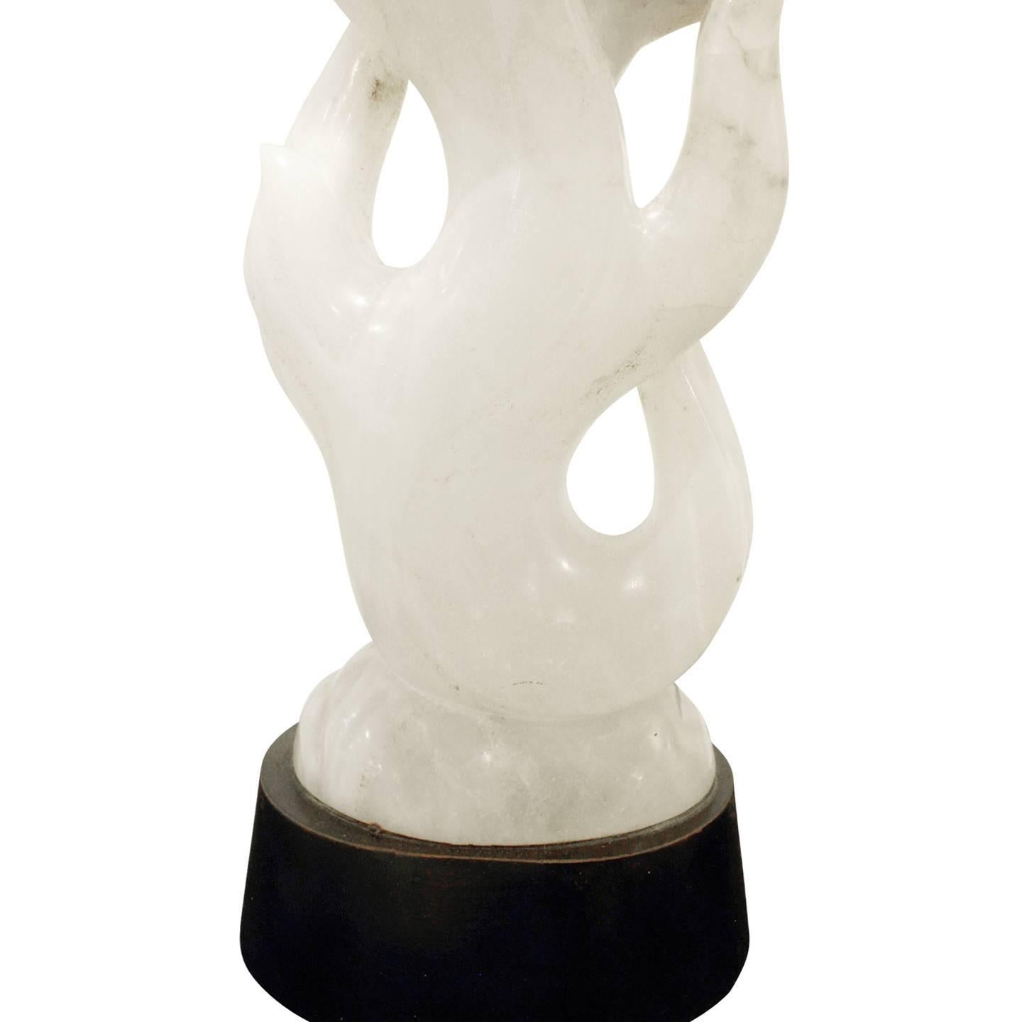 Hand-Carved Alabaster Table Lamp, 1940s In Excellent Condition In New York, NY
