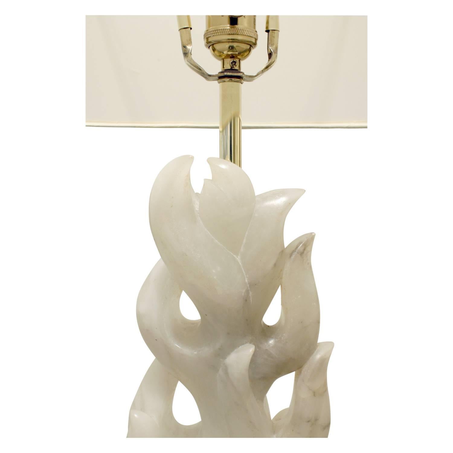 Italian Hand-Carved Alabaster Table Lamp, 1940s