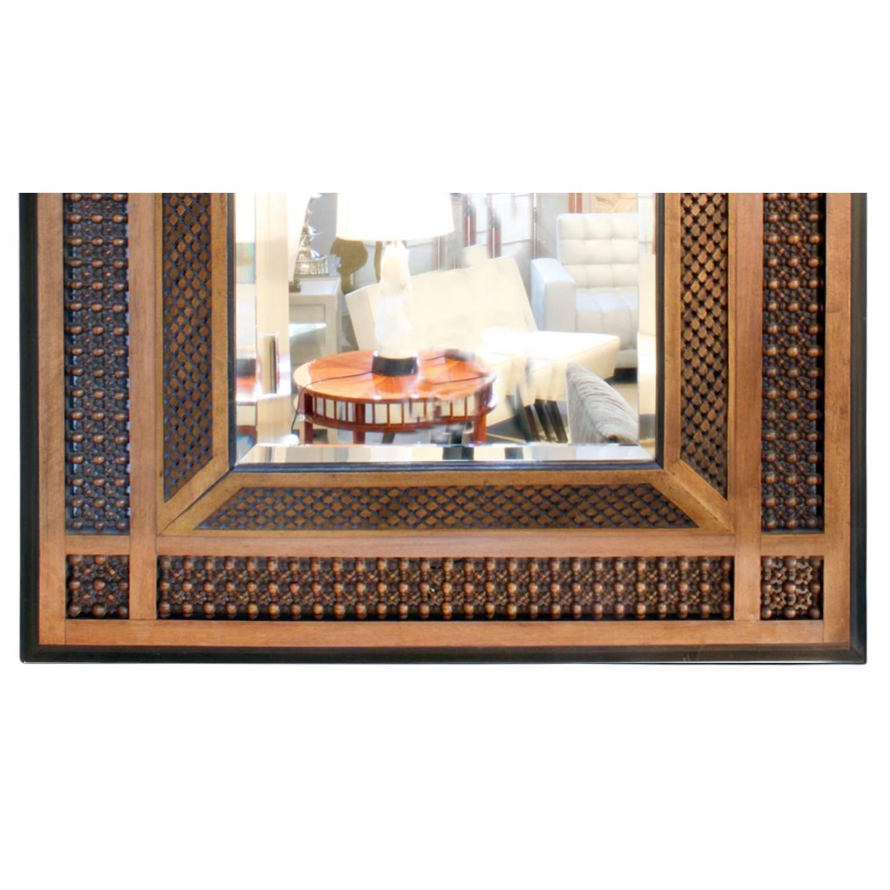 Moroccan Mirror Intricately Hand-Carved, 1950s In Excellent Condition In New York, NY