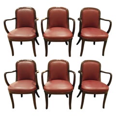 Donghia Set of Six "Coronia Dining Chairs" in Lacquer Mahogany Frames, 1980s