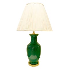 Fine Pair of Emerald Green Porcelain Table Lamps, 1960s