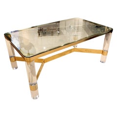 Karl Springer Exceptional "Round Leg Lucite Coffee Table" 1980s 'Signed'