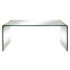 Pace Sleek Glass Waterfall Console Table 1970s