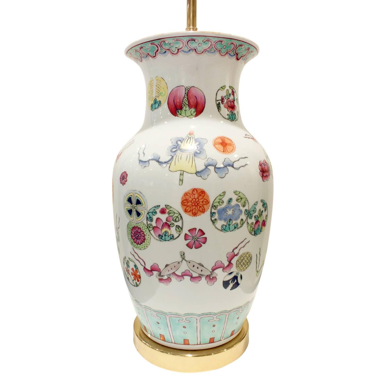 Modern Elegant Hand-Painted Porcelain Table Lamp, 1960s