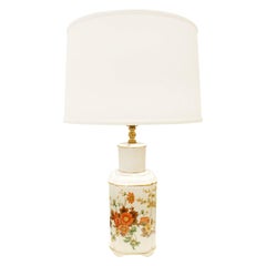  Studio Made Porcelain Table Lamp with Flowers, 1960s