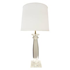 Karl Springer Pair of Solid Lucite "Greek Column Table Lamps", 1980s