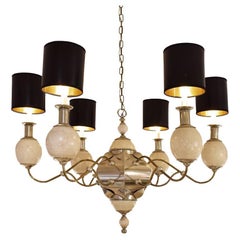 Large Rare J. Anthony Redmile Chandelier with Mounted Ostrich Eggs 1970s