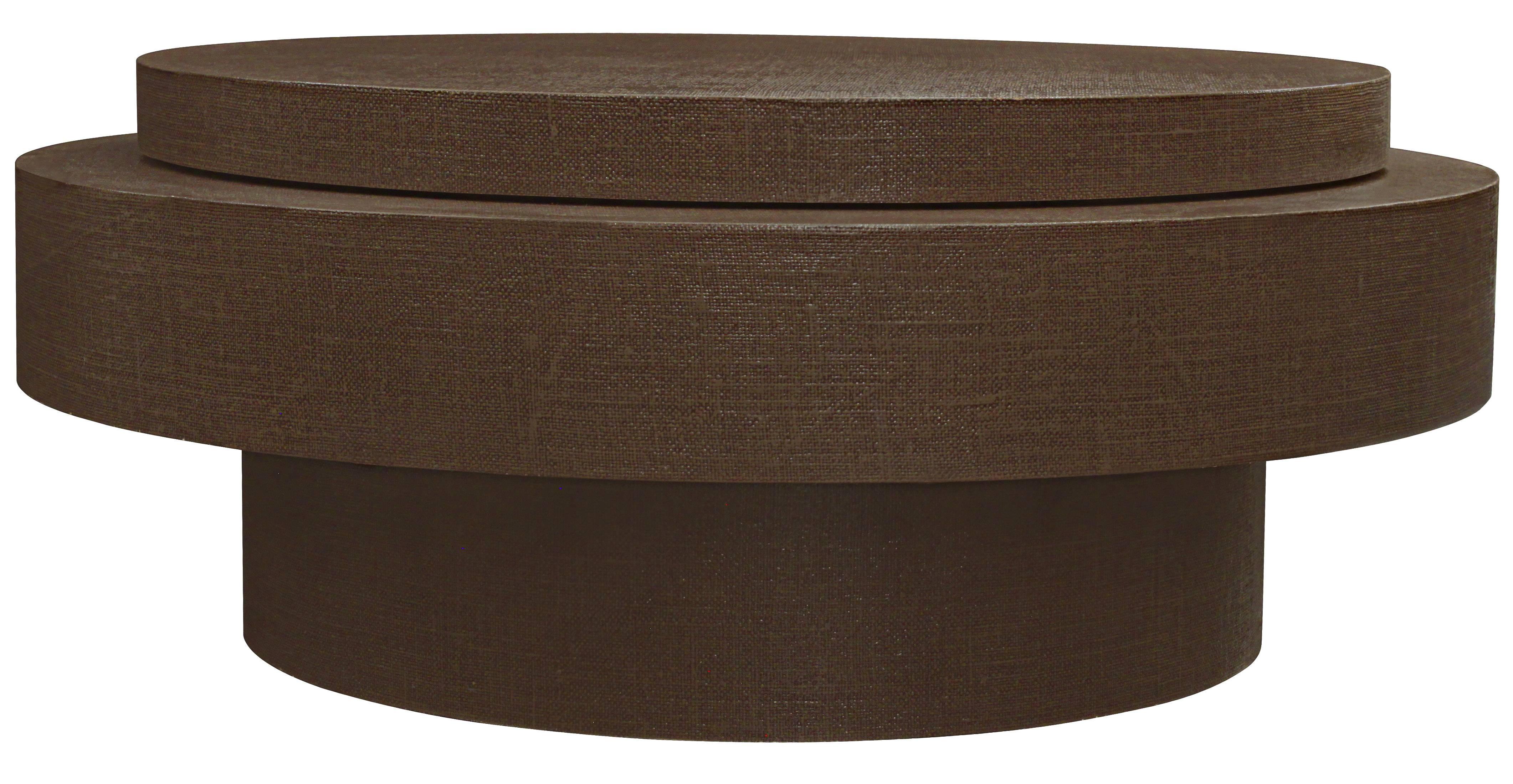 Mid-Century Modern Chic Coffee Table in Lacquered Linen with Rotating Top