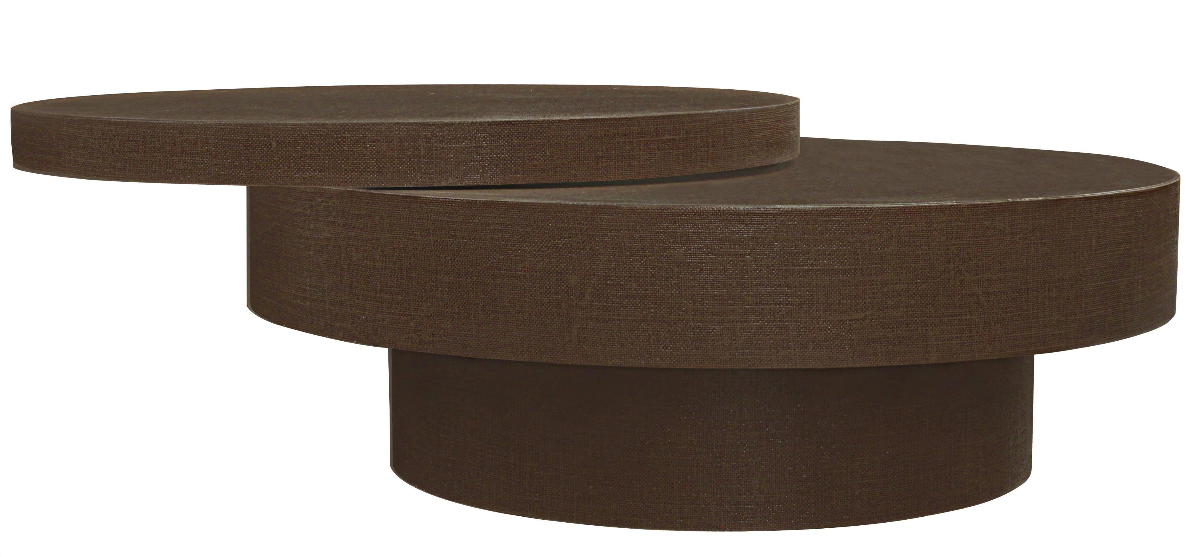 American Chic Coffee Table in Lacquered Linen with Rotating Top
