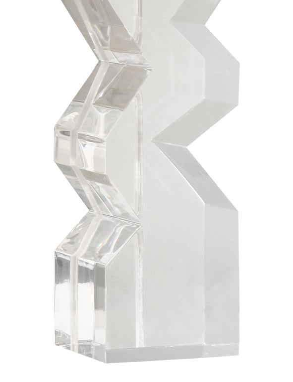 Mid-Century Modern Sculptural Table Lamp in Solid Lucite by Les Prismatiques For Sale