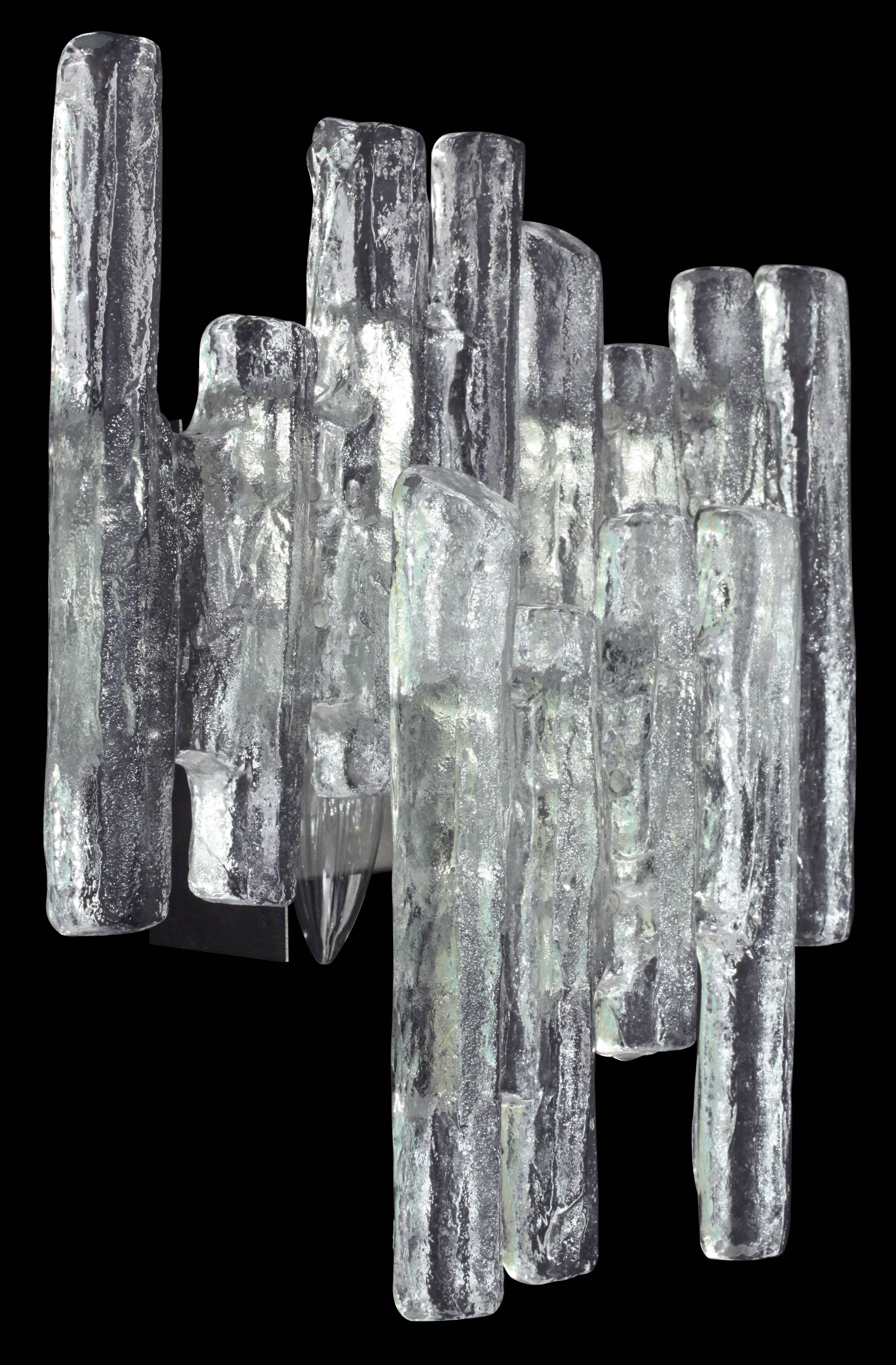 American Pair of Large Glass Icicle Sconces by Kalmar