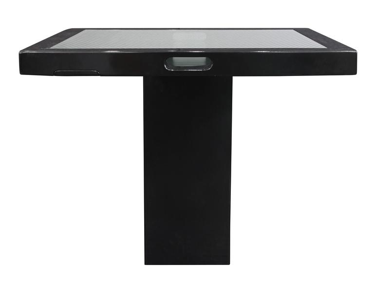 Chic Game Table in Black Lacquer with Inset Wire Glass Top by Juan