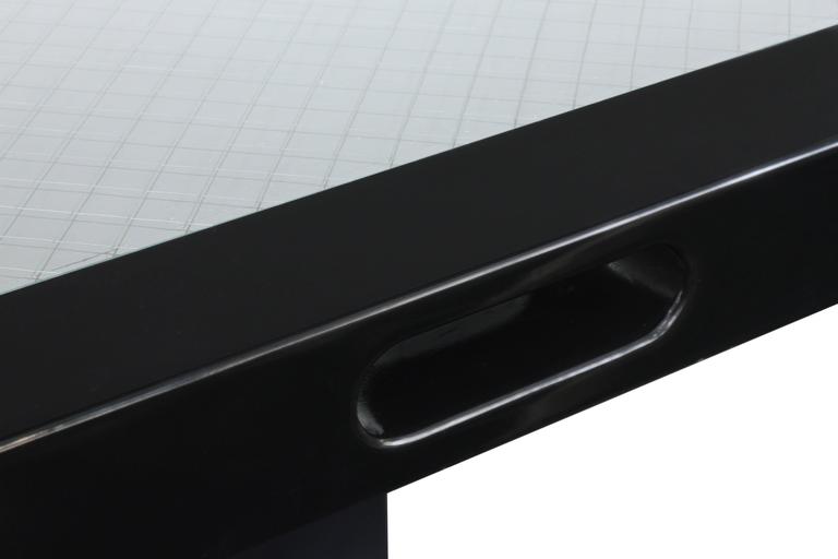 Chic Game Table in Black Lacquer with Inset Wire Glass Top by Juan