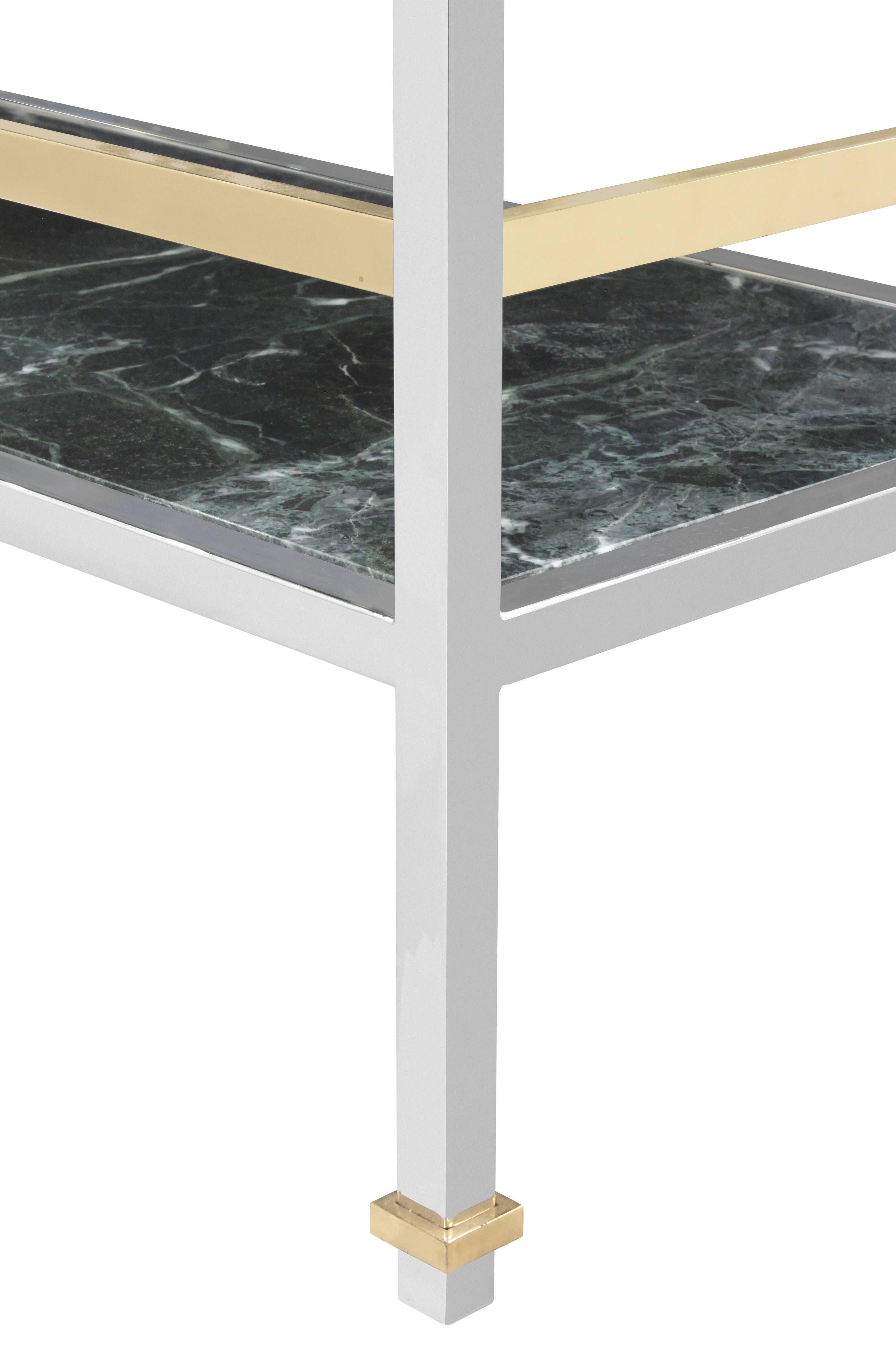 Late 20th Century Console Table/Dry Bar in Polished Steel with Inset Marble by Paul M. Jones