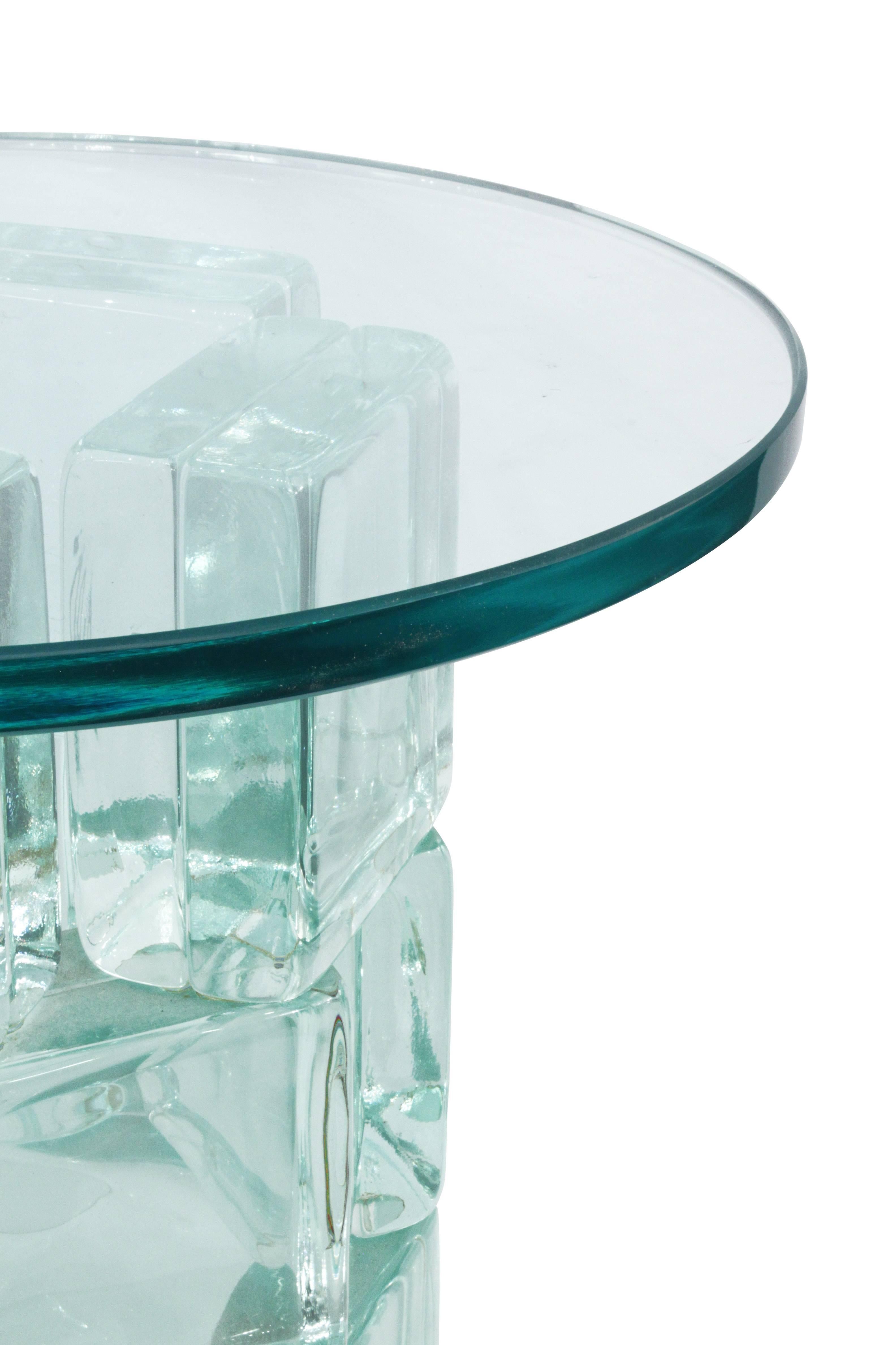 American Imperial Imagineering Chic Occasional Table with Solid Glass Blocks 1981