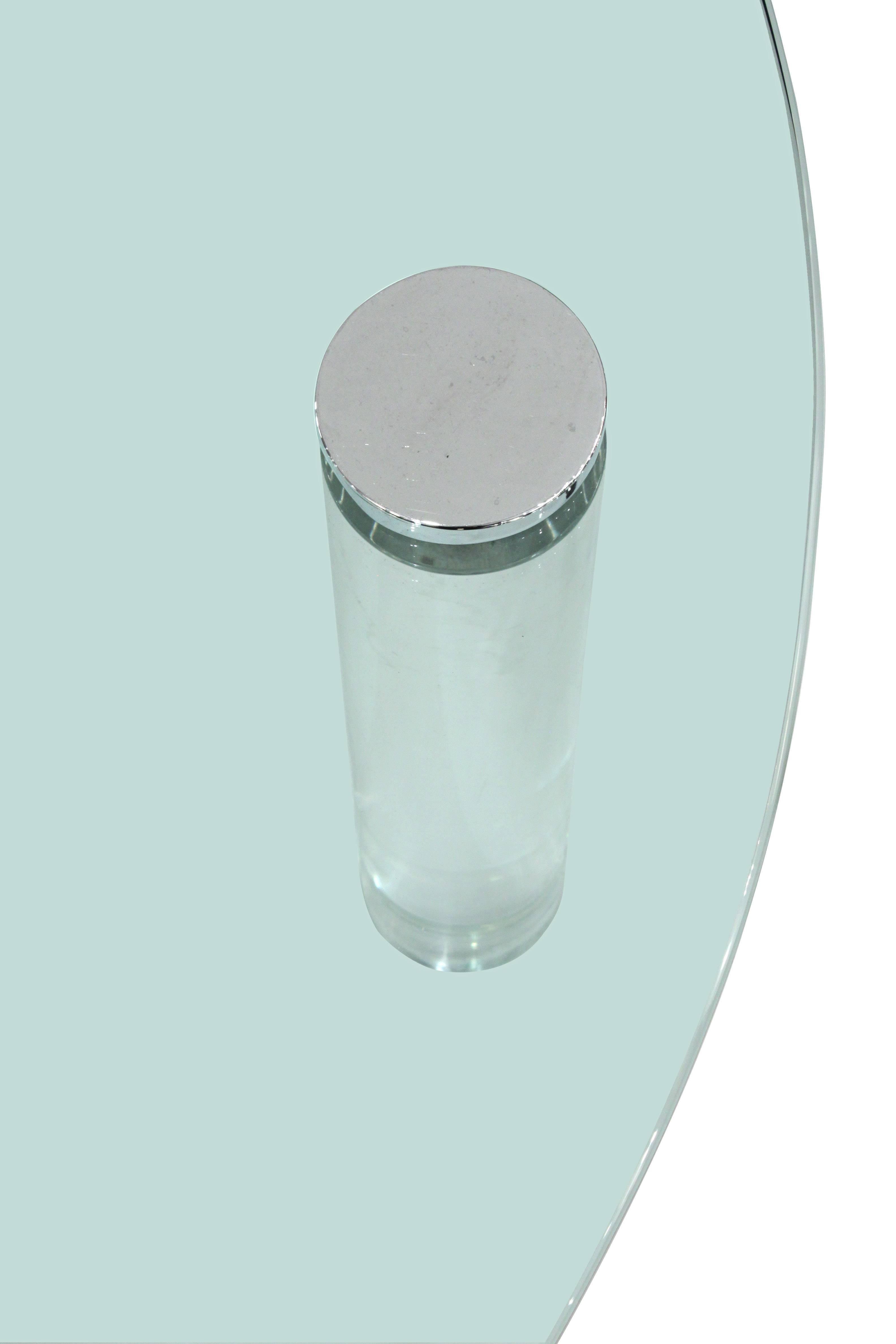 Coffee Table with Round Solid Lucite Legs and Glass Top by Pace Collection In Excellent Condition In New York, NY