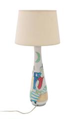 Studio Made Ceramic Table Lamp with Figural Decoration by Guido Gambone