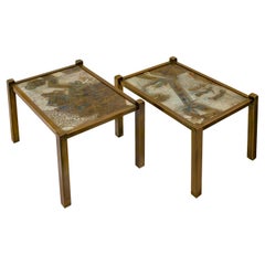 Philip and Kelvin LaVerne Rare paire de tables d'appoint "Tao" 1960s (Signed)