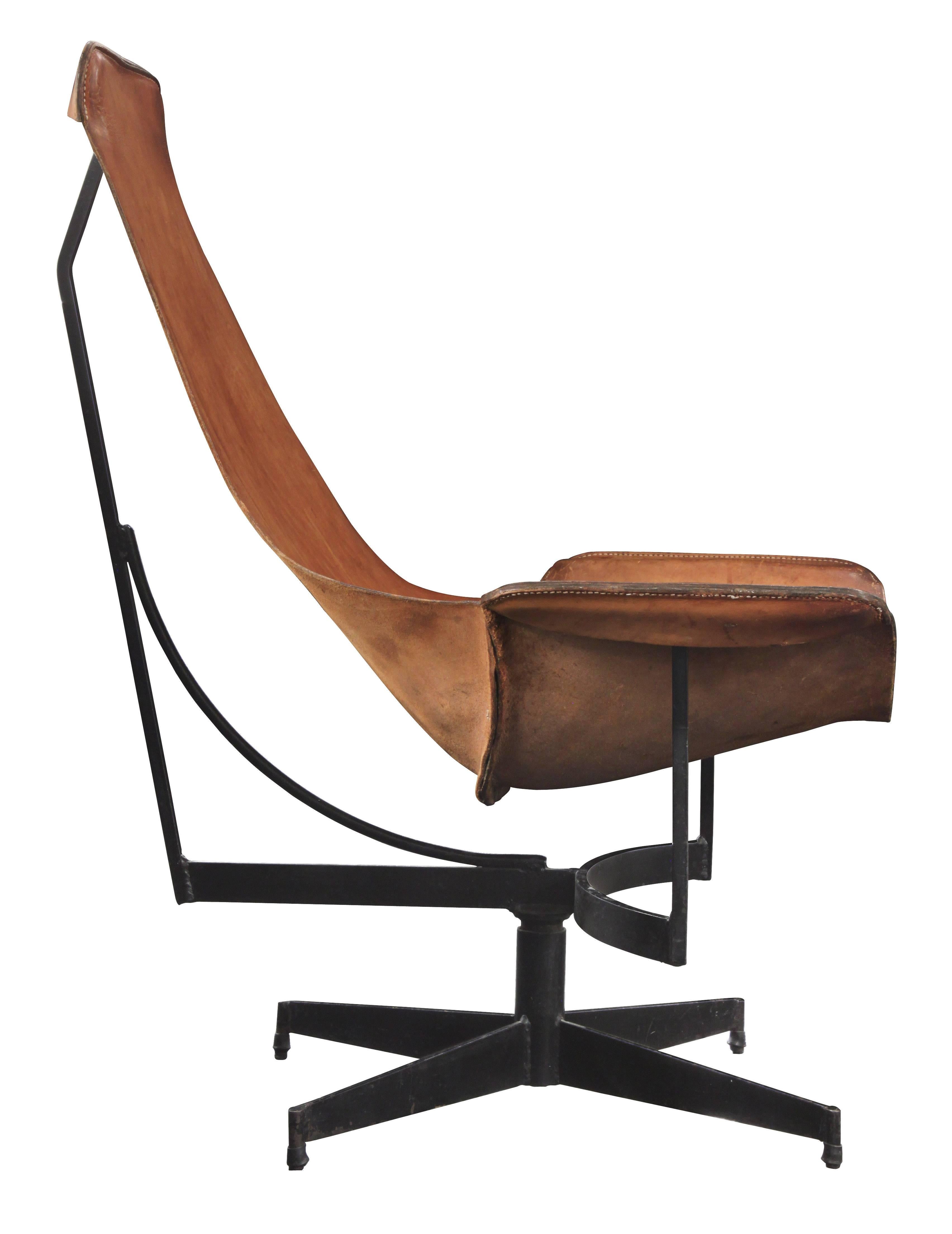 Mid-Century Modern Pair of Swivelling Sling Chairs by William Katavolos