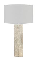 Pair of Table Lamps in Ivory Flagstone with Brushed Steel Sides