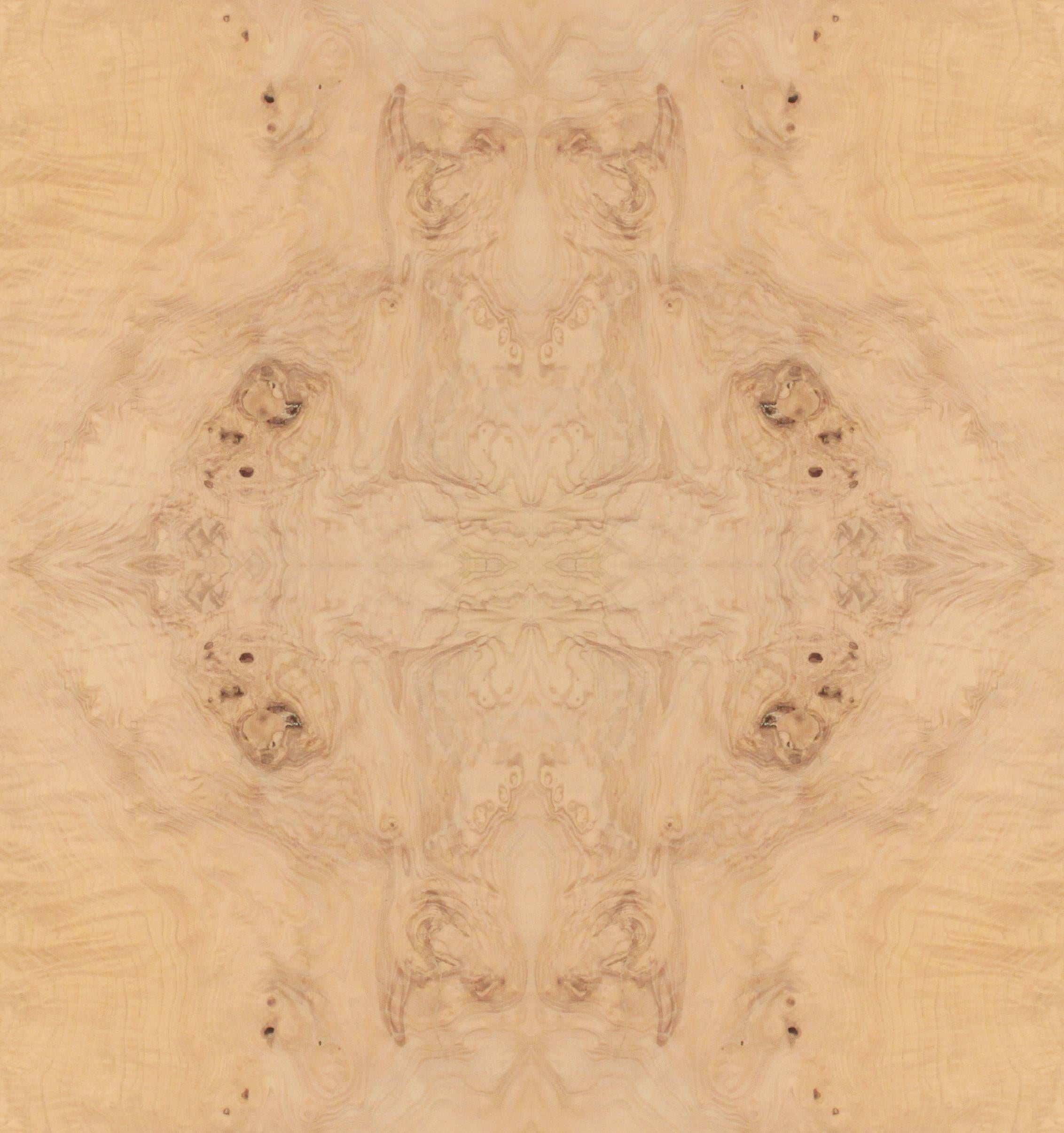 Hand-Crafted DiGerlando Coffee Table in Ash Burl with Brass Inlays by Karl Springer