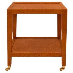 Karl Springer Unique "Telephone Table" in Camel Ostrich Skin 1980s