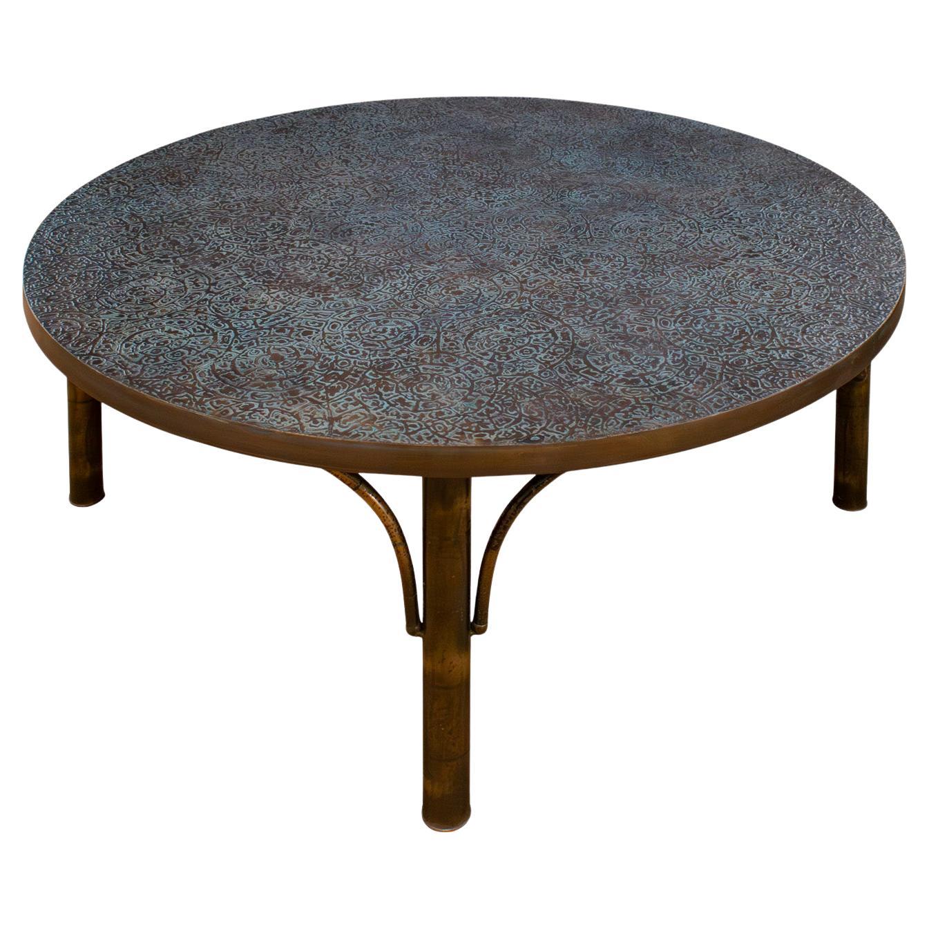 Philip and Kelvin LaVerne Stunning "Etruscan Spiral" Coffee Table 1960s (Signed) For Sale