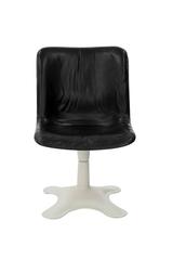 Pair of Swiveling Lounge Chairs with Black Leather Upholstery by Yrjo Kukkapuro
