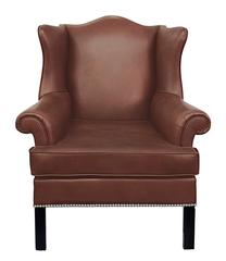 Small-Scale Leather Wing Chair by Edward Wormley for Dunbar