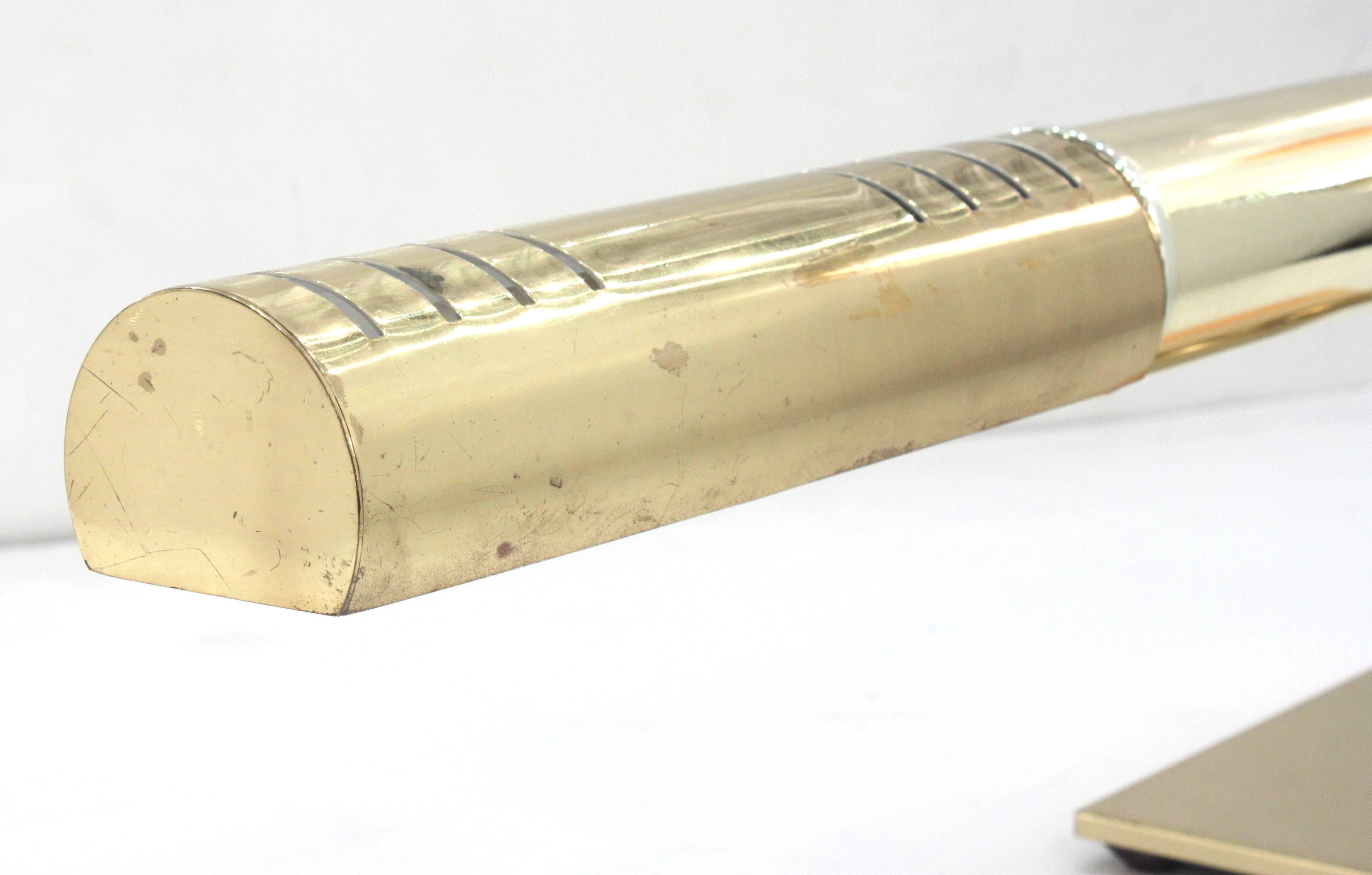 Mid-Century Modern Chic Tubular Brass Desk Lamp 