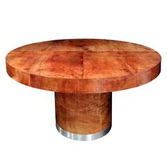 Round Lacquered Goatskin Dining Table by Ron Seff 4
