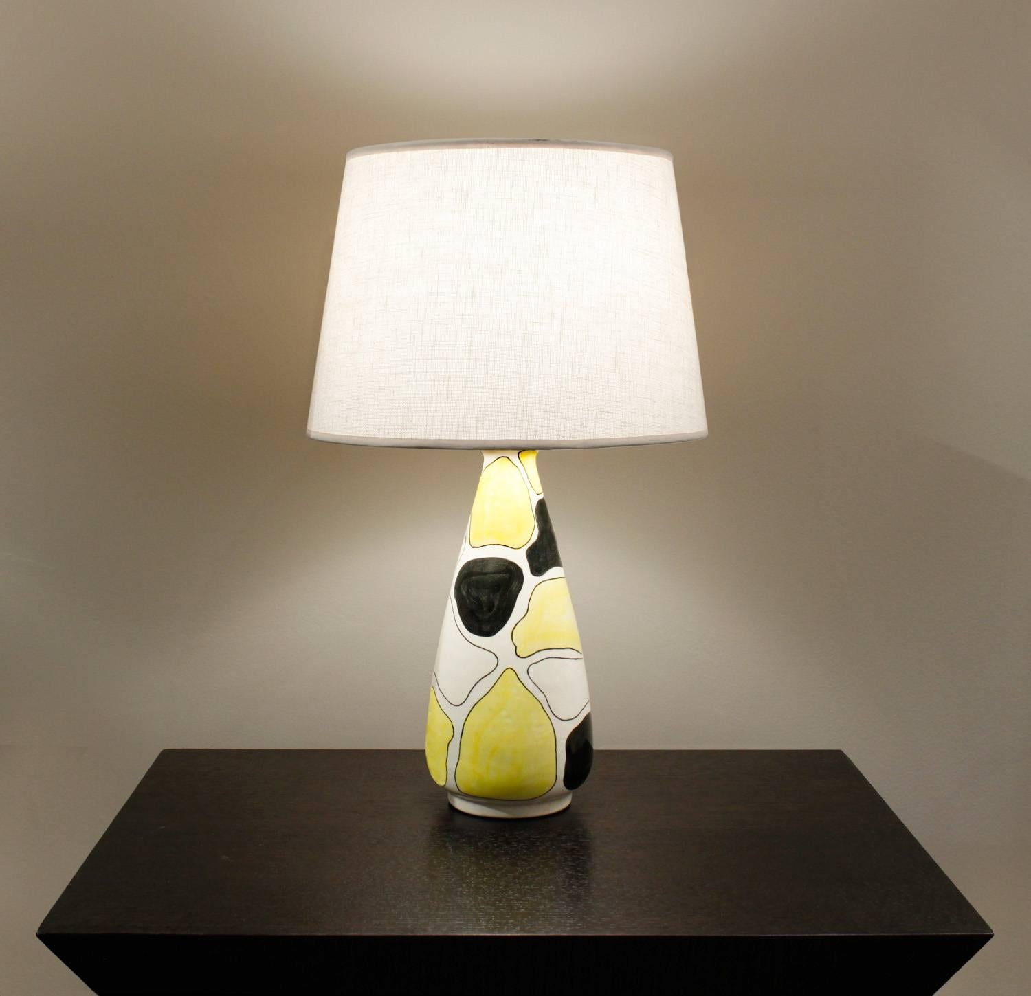 Italian Hand Decorated Studio Made Table Lamp, 1950s For Sale