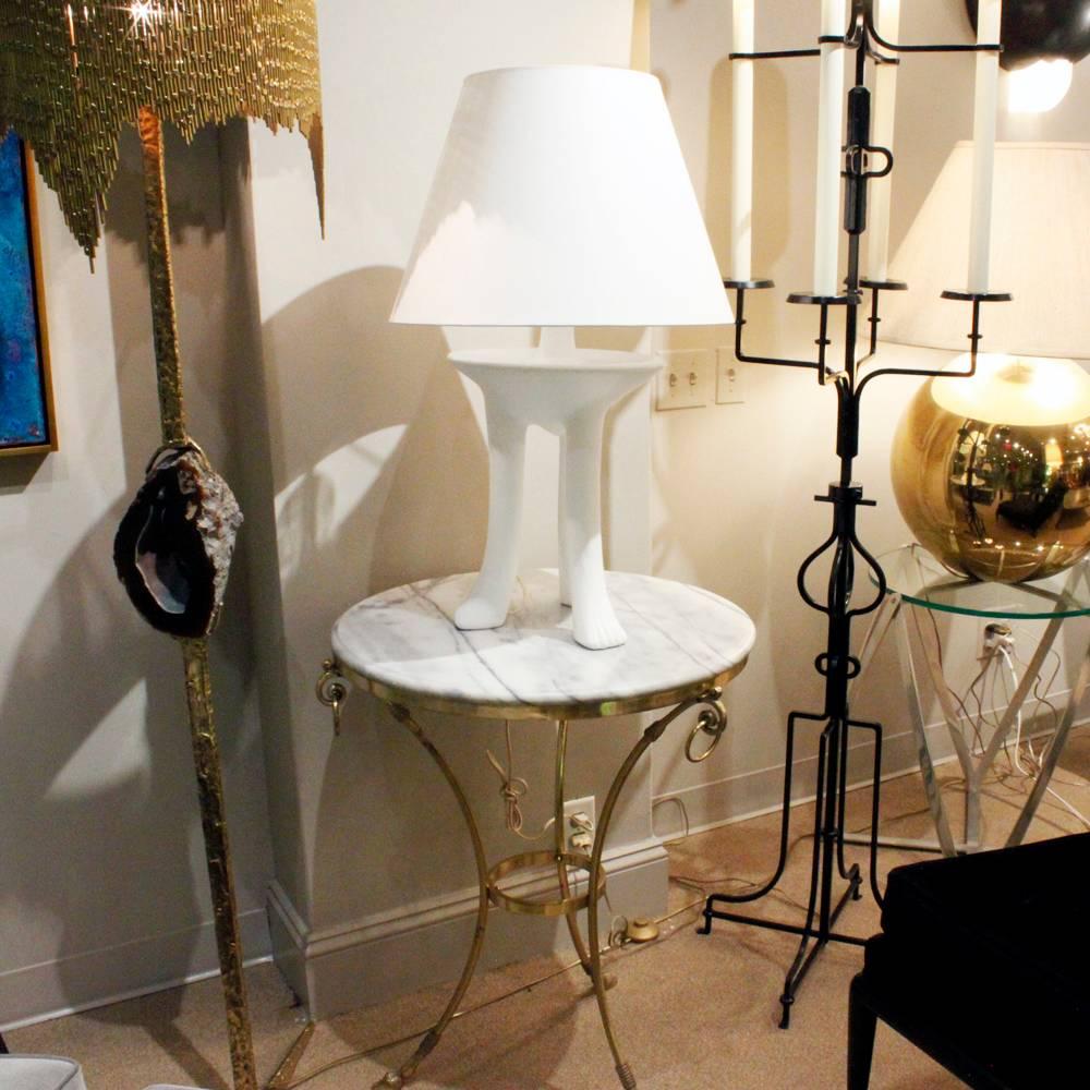 John Dickinson Rare Three Legged Plaster Table Lamp, circa 1980 In Excellent Condition In New York, NY