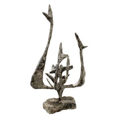 Abstrakte J. Zimet-Skulptur aus grauem Harz, 1970er Jahre, signiert