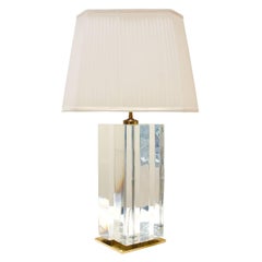Exceptional Table Lamp in Thick Faceted Lucite 1970s