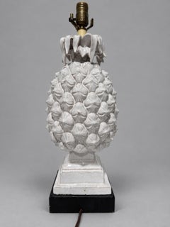 Vintage Italian Mid Century White Glazed Pineapple Form Ceramic Table Lamp