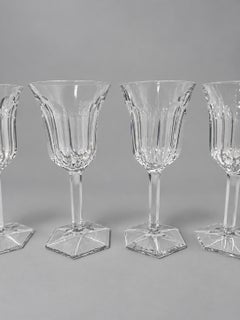 Set of 4, Baccarat France "Malmaison" Pattern Crystal Claret Wine Glasses