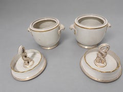 Pair, French Old Paris Style Gilt Porcelain Fruit Coolers or Ice Pails 19th C.