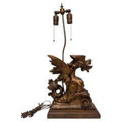 Continental Renaissance Revival Carved Dragon Griffin Table Lamp, c. 1890-1930