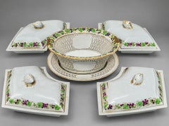 6 Pc, Chinese Export "Grapevine" Reticulated Porcelain Dessert Service, C. 1800