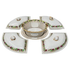 6 Pc, Chinese Export "Grapevine" Reticulated Porcelain Dessert Service, C. 1800