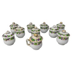 Set of 10, Chinese Export "Grapevine" Pot de Crème Cups and Covers, c. 1800