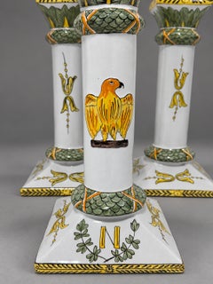 Set of Four Lord & Taylor French Faience Napoleonic Style Eagle Candlesticks