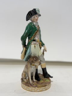 Rare Meissen Hunter With Dog Porcelain Figure Model J80
