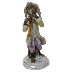 Meissen Style Porcelain Monkey Band Flute Player