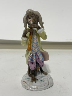 Meissen Style Porcelain Monkey Band Flute Player