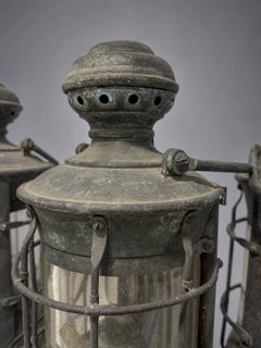 Set of 4 Antique Industrial Style Maritime Ship Masthead Lanterns C. 1930