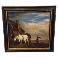 After Paulus Potter (1649), "Horses Tethered at a Cottage Door" 18th Century